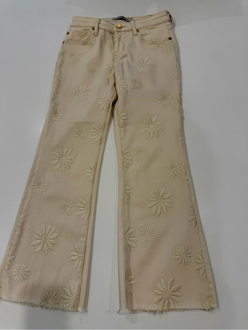 Liverpool Las Angeles Women’s Cream Embroidered Flare Jeans